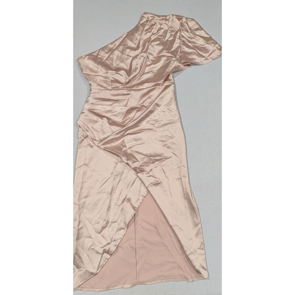 Unbranded One Shoulder Dress Women Large Blush Pink Excellent Ruched Satin Slit